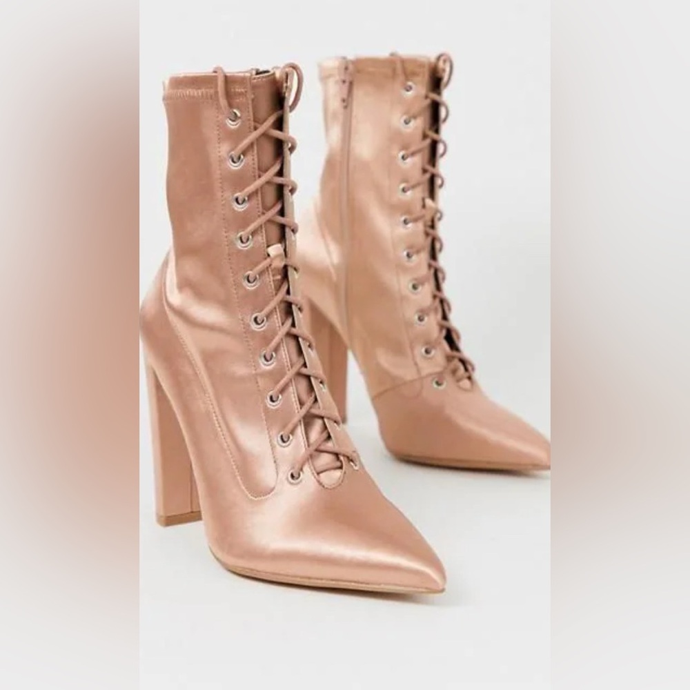 ASOS Elegant Satin Lace-Up Ankle Boots SIZE 9